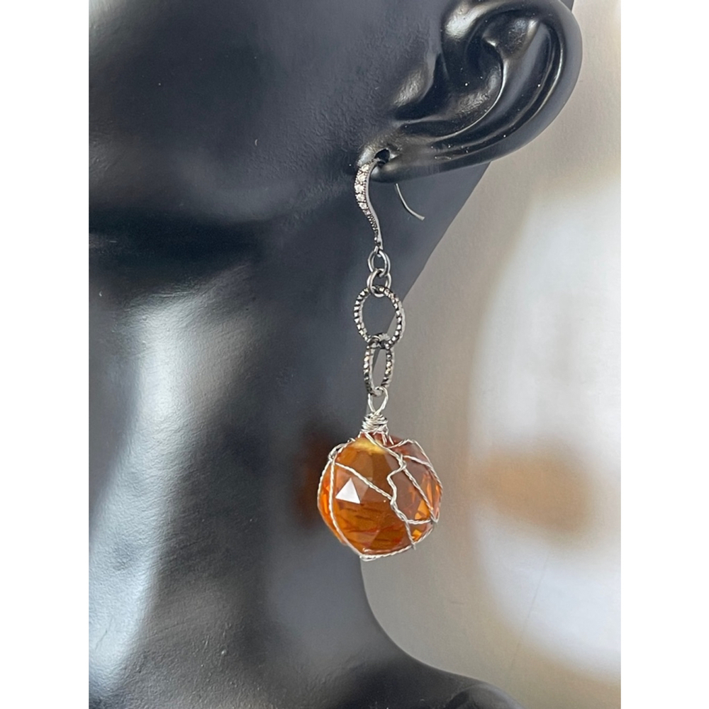 COPY - Unbranded 925 hand made Earrings amber tone Silver